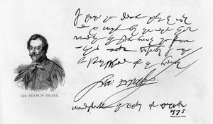Écriture et signature de Sir Francis Drake - Unbekannt