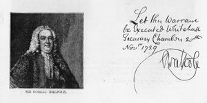Écriture et signature de Sir Robert Walpole