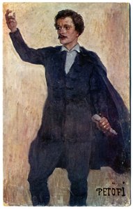 Histoire. Hongrie. Le poète et révolutionnaire Sándor Petőfi. Carte postale, Hongrie, c.1920 - Unbekannter Künstler