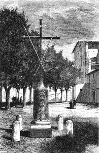 Histoire de la Rome antique. Ordre des Frères Mineurs Capucins sur la place Barberini à Rome la croix du Christ