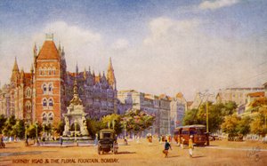 Hornby Road et la Fontaine Florale, Mumbai (Bombay) - Unbekannter Künstler