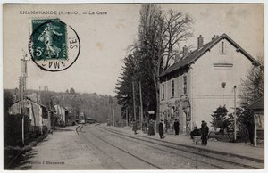 Île-de-France, Essonne, Chamarande : vue de la gare - Carte postale datée 1908