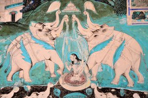 Inde, Rajasthan, BUNDI : fresque du Palais Chitra Shala (18e & 19e siècle) (photo) - Unbekannt