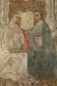 Intérieur. Croisée nord. Autel (Altar de las pinturas murales). Original de la chapelle principale. Peintures murales. (détail) Fin du 14ème siècle.