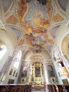 Intérieur et peintures de plafond par Hans Andre, Servitenkirche, Innsbruck, Tyrol, Autriche, Europe