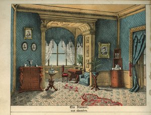 Décoration intérieure : une chambre et des meubles. Planche d