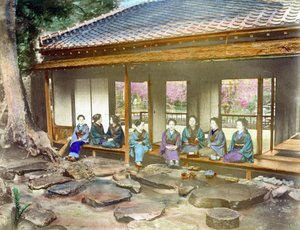 Japon vers 1890. Femmes japonaises dans un jardin - Unbekannter Künstler