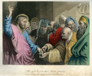 Jésus tenant la pièce romaine - Bible, Nouveau Testament