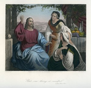 Jésus dans la maison de Marie et Marthe - Bible, Nouveau Testament - Unbekannter Künstler