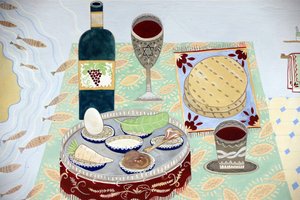 Musée juif de Suisse, Bâle, une table dressée pour un Seder de Pâque (photo)