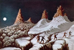 Ascension de John MacGregor au Mont Blanc, route des Grands Mulets, illustration de Récit de l