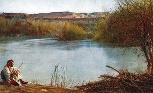 Rivière Jourdain - Chasseur arabe assis sur la rive
