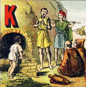 K : Kabylie. La Kabylie est un pays situé en Afrique. Il est habité par des Kabyles - Gravure extraite de Alphabet géographique. Guérin-Muller et Cie, éditeurs, Paris