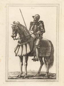 Le roi Édouard III représenté comme un chevalier armé à cheval de l