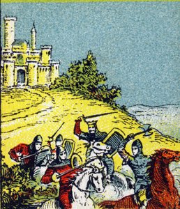 Le roi Louis VI Le Gros a combattu contre le brigandage des seigneurs du royaume. Gravure dans "Histoire de France". Série d