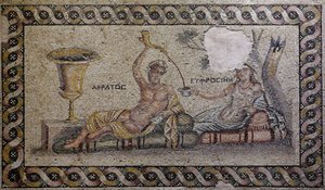 Kratos (Cratos) et Euphrosyne (Euthymia) - Mosaïque, Musée de la mosaïque de Zeugma, Gaziantep - Unbekannter Künstler