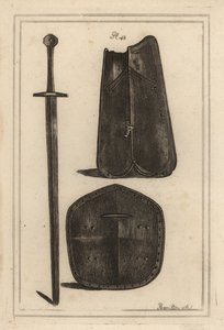 Grand plastron ou cuirasse, bouclier perforé au centre et épée à deux mains ayant appartenu à Guy, comte de Warwick - Unbekannt