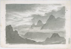 Couches de stratus, entourant les pentes de la montagne, c 1803-1811