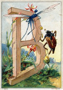 Lettre B comme Bilboquet. Alphabet artistique de M. Marinier. Édité par Henry Sicard, fin du 19ème siècle. Chromolithographies publicitaires pour des produits vendus en pharmacie. Dim: 12,5 x 9 cm - Unbekannt