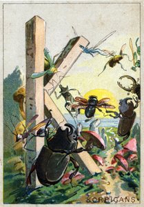 Lettre K comme korrigans. Alphabet artistique de M. Marinier. Édité par Henry Sicard, fin 19ème siècle. Chromolithographies publicitaires pour des produits vendus en pharmacie. Dim : 12,5 x 9 cm