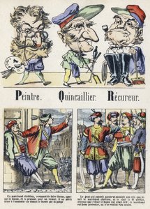 Lettres P, Q et R : peintre, quincailler et récupérateur. Alphabet du Conte Oriental. Imagerie d