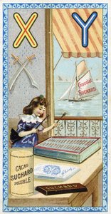 Lettre X : xylophoniste et Y : yatagan, yacht. Gravure de l