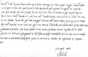 Lettre du roi Édouard VI à l