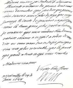 Lettre de Louis XIV à Marie de Modène, la félicitant pour la naissance d