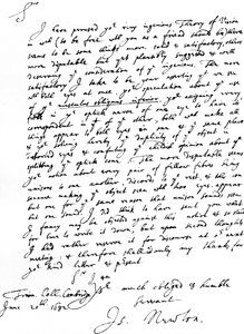 Lettre de Sir Isaac Newton à William Briggs, M.D., écrite du Trinity College, Cambridge, 20 juin