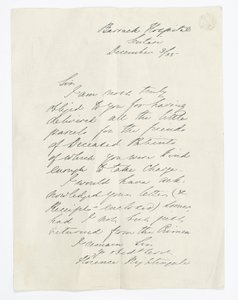 Lettre écrite par Florence Nightingale, à l