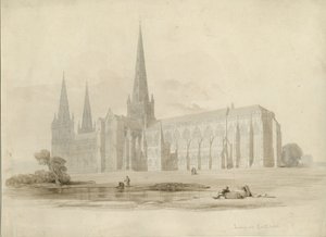 Cathédrale de Lichfield - Vue sud-est: dessin et lavis, nd [?19ème siècle] - Unbekannt