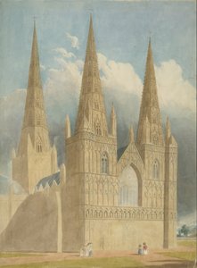 Cathédrale de Lichfield - Façade Ouest: aquarelle, nd [c 1840]