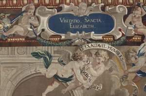 Vie de la Vierge: "La Visitation" (détail) Tapisserie de laine et de soie réalisée dans l
