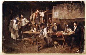 Littérature. Le poète hongrois Petofi, c.1848 Carte postale, Hongrie, c.1900