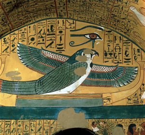 Louxor Thèbes : Deir el Medineh, Nécropole des artisans. Le Dieu Horus dans une tombe (18e dynastie)