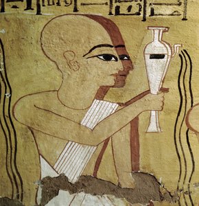 Louxor Thèbes : Deir el Medineh, nécropole des artisans. Prêtres pratiquant la purification. Tombe de la 19e dynastie - Leopold Blonder