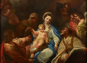 Madone avec enfant, saints et anges
