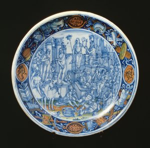 Assiette en majolique décorée de l