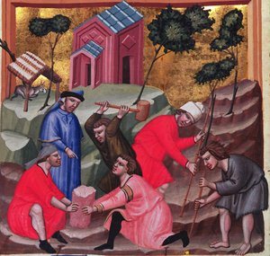 Maçons et tailleurs de pierre, vers 1300 - Unbekannter Künstler