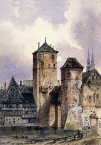 Ville médiévale sur le Rhin, vers 1850-1900 - Unbekannter Künstler