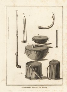 Instruments de musique militaire : trompette, cor, fifre, timbale, tambour - Unbekannt