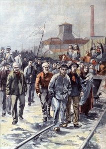 Mineurs en grève à Courrières, vers 1906 (illustration) - Unbekannter Künstler