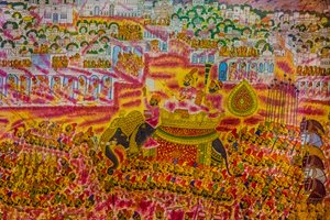 Peinture miniature du fort de Jodpur, festival de Holi, Mandawa, Rajasthan, Inde, Asie