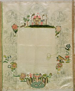 Cadre de miroir, broderie inachevée en soies colorées, milieu du XVIIe siècle - Unbekannt