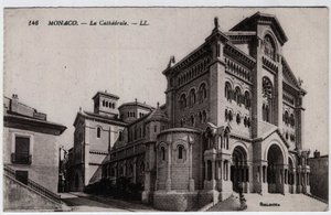 Monaco : vue extérieure de la Cathédrale Notre-Dame-Immaculée - Carte postale fin 19e-20e siècle - William M. Timlin
