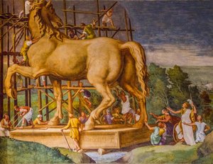 Fresque murale au Palazzo Ducale, Palais Royal, Château San Giorgio, Mantoue, Lombardie, Italie, Europe