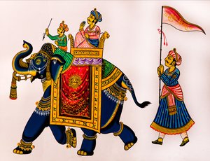 Peinture murale dans la vieille ville, Udaipur, Rajasthan, Inde, Asie - Unbekannter Künstler