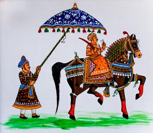 Peinture murale dans la vieille ville, Udaipur, Udaipur, Rajasthan, Inde, Asie - Unbekannter Künstler