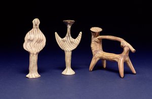 Groupe mycénien : Deux figures Phi, un char avec un cavalier sous un parasol - Unbekannt