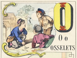 O : osselets - Alphabet des jeux, vers 1890 (illustration) - Unbekannt